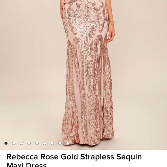 Rebecca Rose Gold Sequin Strapless Dress - Picture 3 of 7